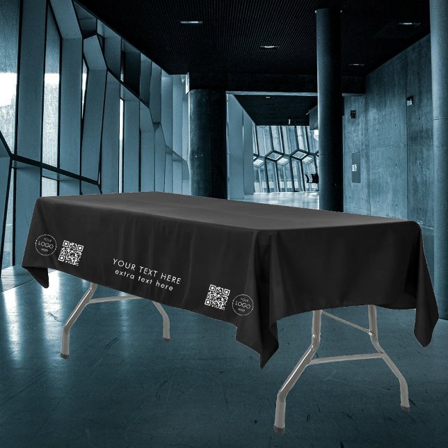 Pop-Up-Shop Geschäft Logo QR-Code Messestand Schwa Tischdecke (Pop Up Shop Business Logo QR Code Trade Show Black Tablecloth)
