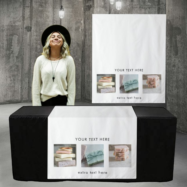 Pop Up Shop Table Runner Banner Business 3 Fotos Wandteppich (Pop Up Shop Table Runner Banner Business 3 Photos Tapestry)