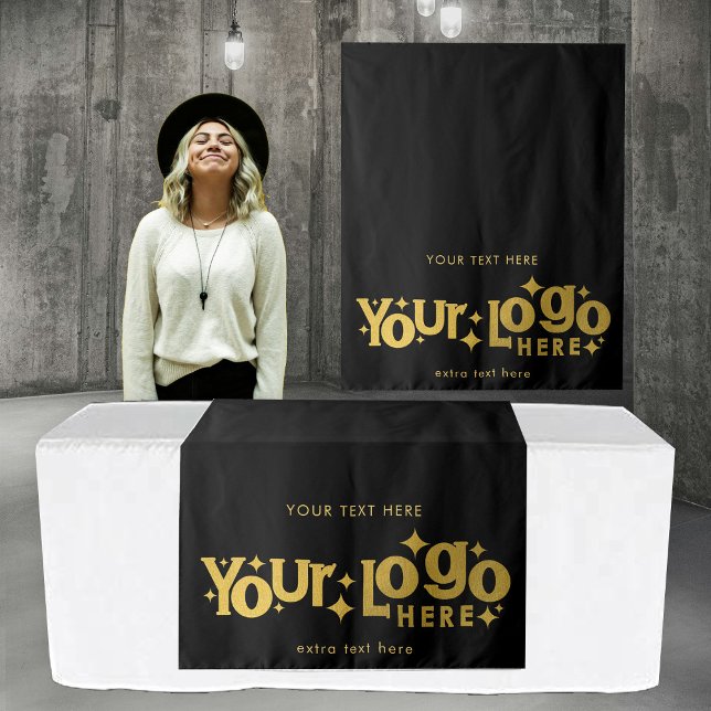 Pop Up Shop Table Runner Banner Business Logo Gold Wandteppich (Pop Up Shop Table Runner Banner Business Logo Gold Tapestry)