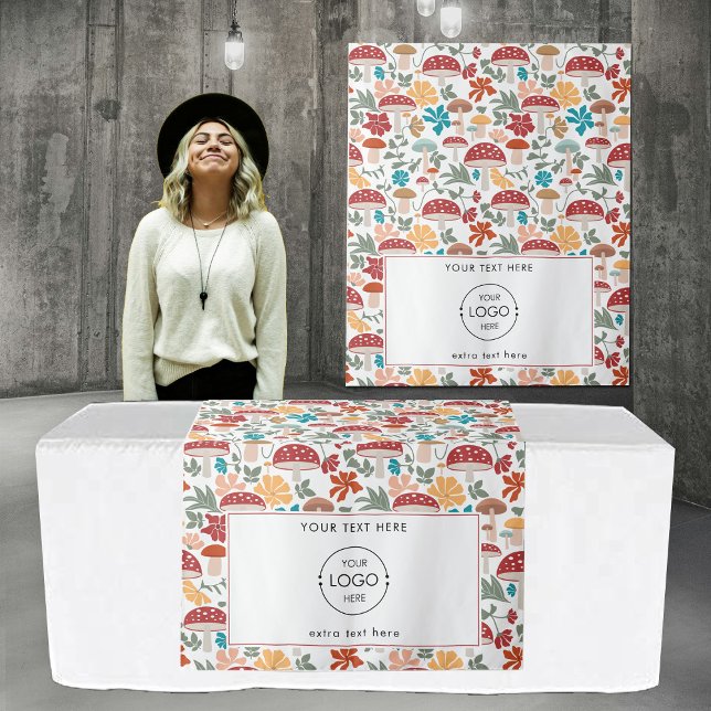 Pop Up Shop Table Runner Banner Logo Mushrooms Wandteppich (Pop Up Shop Table Runner Banner Logo Mushrooms Tapestry)