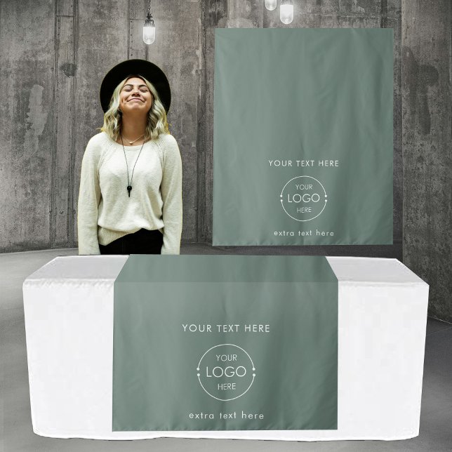 Pop Up Shop Table Runner-Logo-Grün Wandteppich (Pop Up Shop Table Runner Sign Business Logo Green Tapestry)