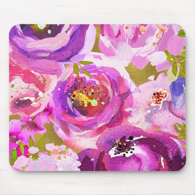 Pop von rosa und Lila floralen Mousepad (Vorne)