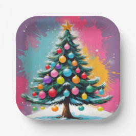 Pop Weihnachten mit Farbschatten Pappteller