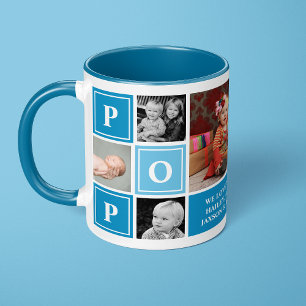 Pop, wir lieben dich, hellblaue benutzerdefinierte tasse