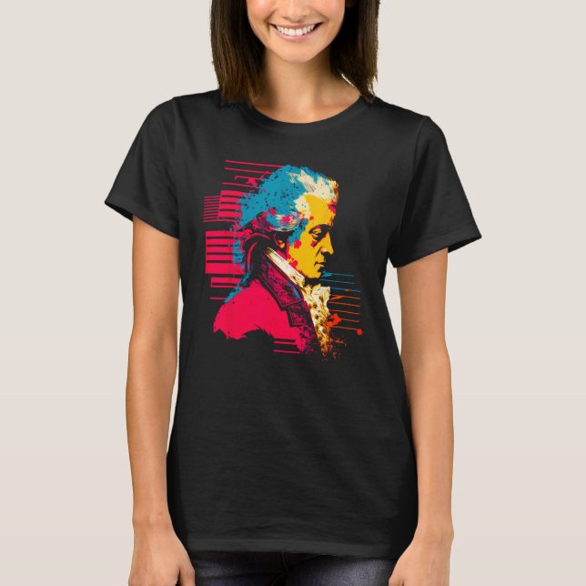 Pop Wolfgang Amadeus Mozart Pianist T-Shirt (Vorderseite)