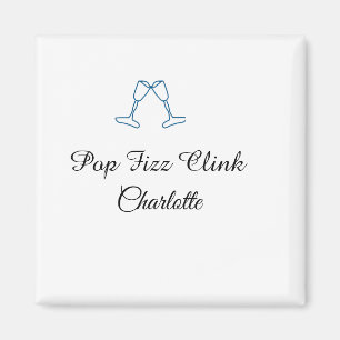 Pop zischen klirren blaue Champagnerflasche neues Magnet