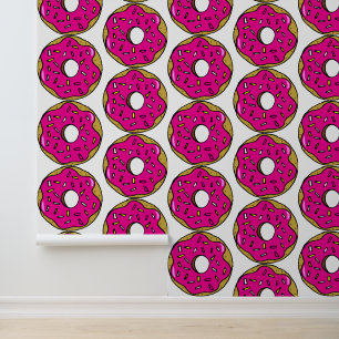 Popart Bright Pink Donuts Küche Gemustert Tapete