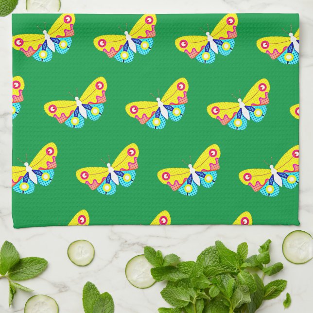 PopArt Butterfly Geschirrtuch (Gefaltet)