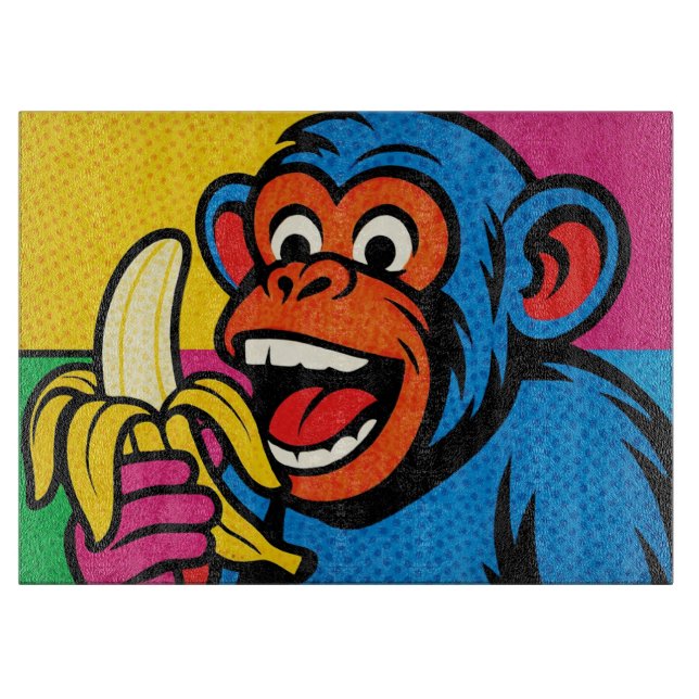Popart des Bananenaffen Schneidebrett (Vorderseite)