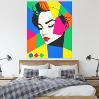 Popart Female Portrait Geometrische Formen