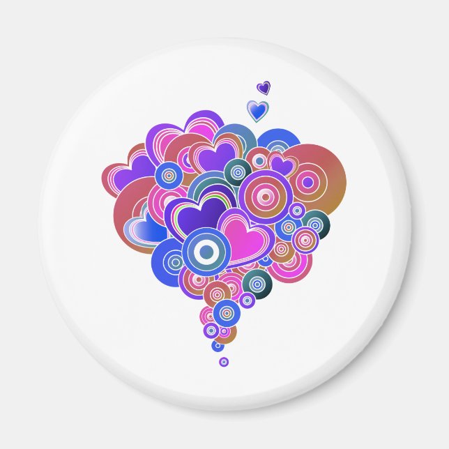 PopArt Lila Hearts Magnet (Vorne)