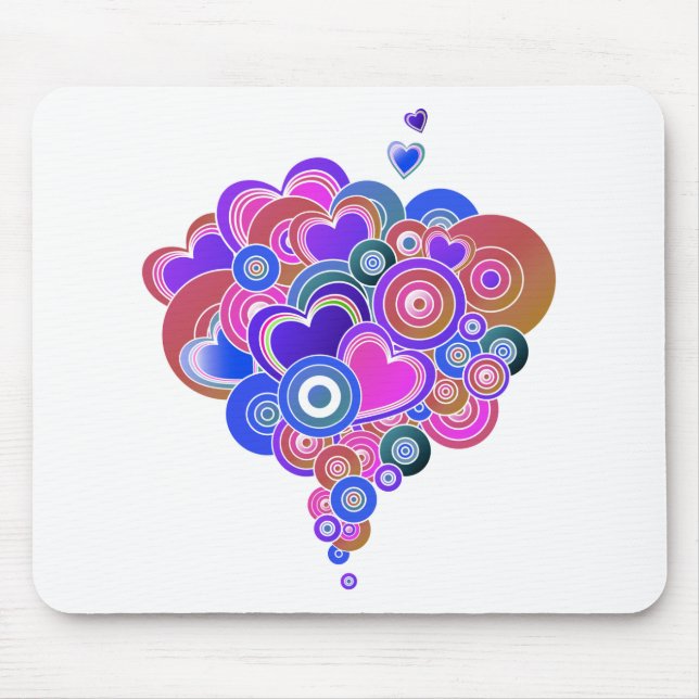 PopArt Lila Hearts Mousepad (Vorne)