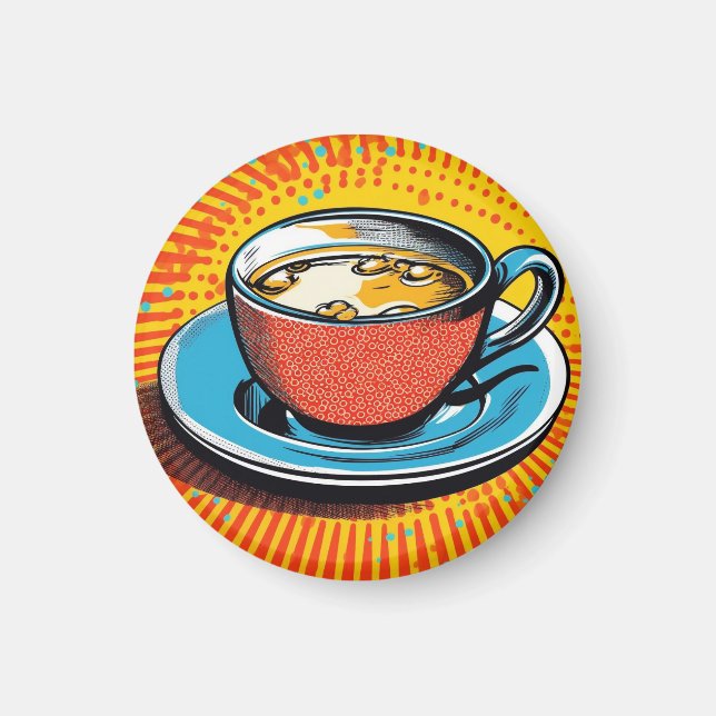 Popart-Magnet. Tasse Tee Popart Magnet (Vorne)