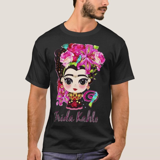 Popart Maler rauchen Frida kahlo Kunst Blume Gesch T-Shirt (Vorderseite)