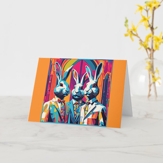 PopArt Oaster Bunnies Karte (Gelbe Blume)