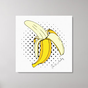 Popart-Peel-Banane-Frucht auf Halbtonpunkten Leinwanddruck