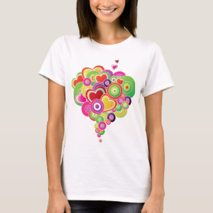 PopArt rosa und grüne Herzen T-Shirt