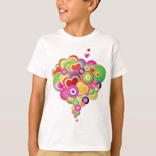 PopArt rosa und grüne Herzen T-Shirt