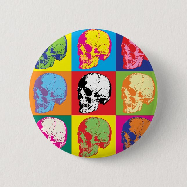 Popart Schädel Button (Vorderseite)