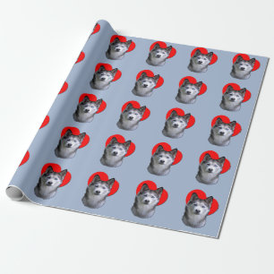 PopArt Silver Husky Herz Liebe Geschenkpapier