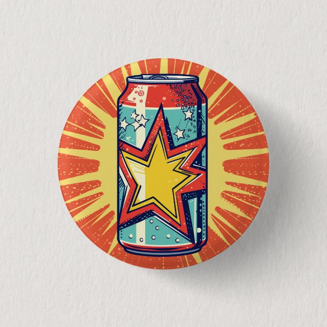 Popart-Stil-Dose Limonade, kohlensäurehaltiges Get Button (Vorderseite)