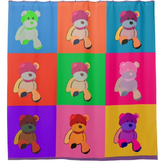 Popart Teddy Andy Duwer Vorhang (Vorderseite)