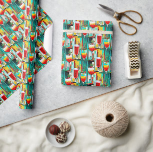 PopArt Weihnachtscocktails Geschenkpapier