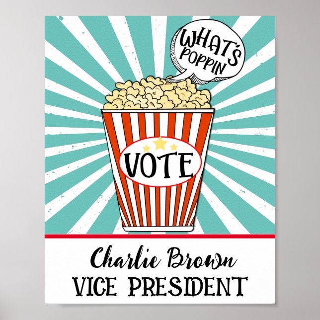 Popcorn-Abstimmung" Fun School Election Poster (Vorne)