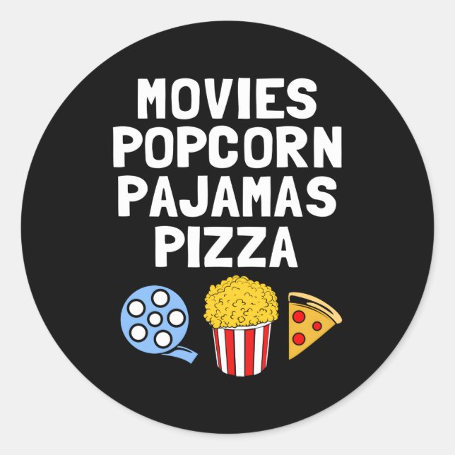 Popcorn Addict Movies Popcorn Pizza Runder Aufkleber (Vorderseite)