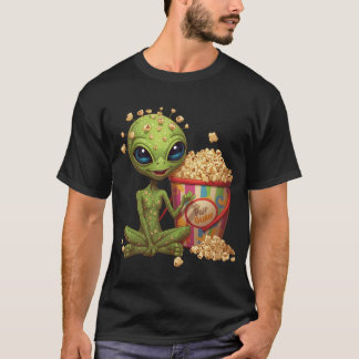 Popcorn-Alien – Lustige Film-Snack-Kunst T-Shirt