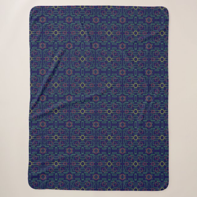 Popcorn Anime Blau Geometrisch  Sherpadecke (Vorderseite)