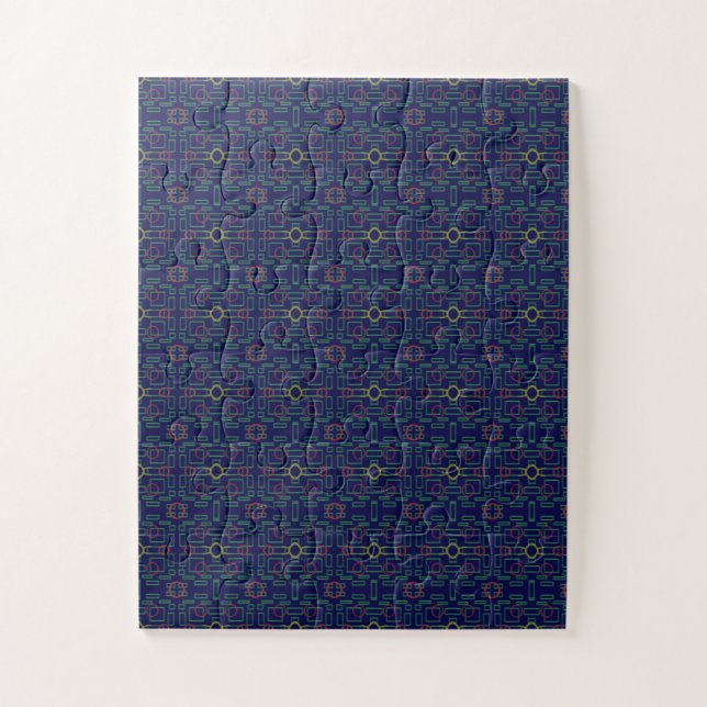 Popcorn Anime Blaues geometrisches Muster Puzzle (Vertikal)