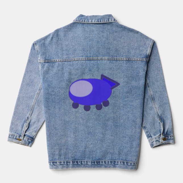 Popcorn Anime Blue Spaceship Denim Jacket Jeansjacke (Rückseite)