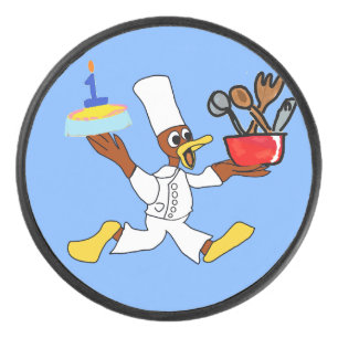 Popcorn Anime Chef Ducky Kazoo Blau Cartoon Eishockey Puck