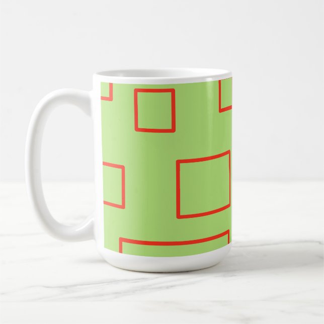 Popcorn Anime Green Red Rectangle Kaffeetasse (Links)