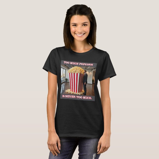 Popcorn Anyone Women Black T - Shirt (Vorne ganz)