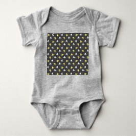 Popcorn Baby Bodysuit (dunkelgrau & Buttergelb) Baby Strampler