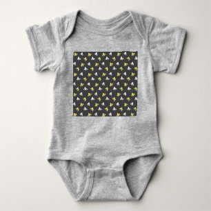 Popcorn Baby Bodysuit (dunkelgrau & Buttergelb) Baby Strampler