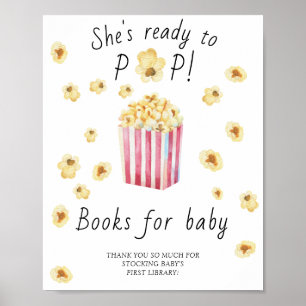 Popcorn-Baby-Party - Bücher für Babyplakat Poster