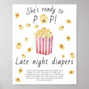 Popcorn-Baby-Party - Diaper-Spiel für die späte Na Poster