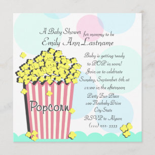 Popcorn Babydusche Einladung