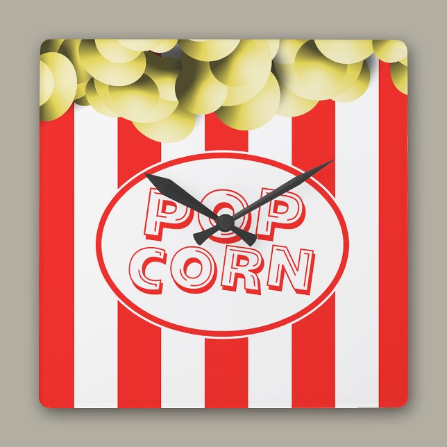 Popcorn Bag Funny Movie Thema Quadratische Wanduhr (Von Creator hochgeladen)
