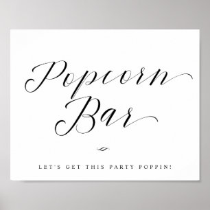 Popcorn‑Bar Chic Brautparty‑ oder Hochzeitsschild Poster
