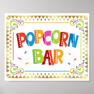 POPCORN BAR Fiesta Party Signieren Print Poster