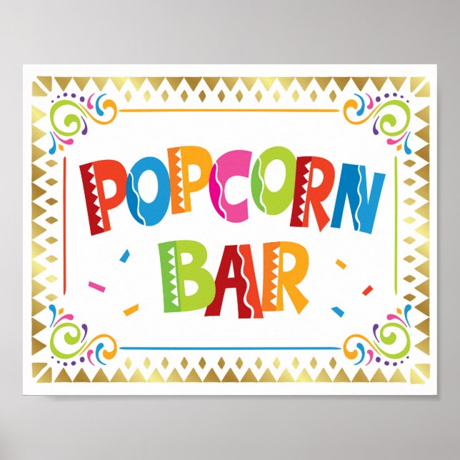 POPCORN BAR Fiesta Party Signieren Print Poster (Vorne)