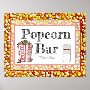 Popcorn-Bar-Hochzeit oder Baby Shower-Schild Poste Poster
