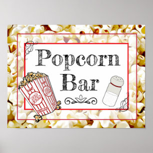 Popcorn-Bar-Hochzeit oder Baby Shower-Schild Poste Poster