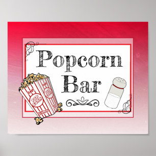 Popcorn-Bar-Hochzeit Rot Schild Poster