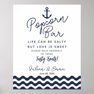 Popcorn Bar Hochzeitsheirat elegant blau Poster