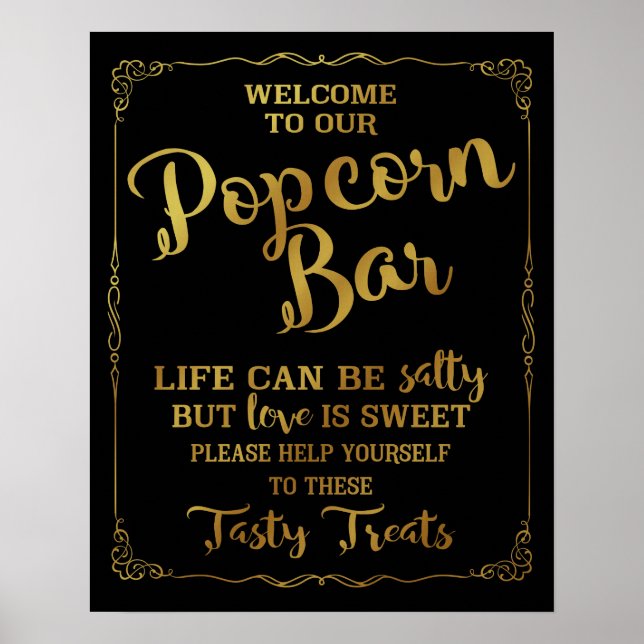 Popcorn Bar Hochzeitszeichen Poster (Vorne)